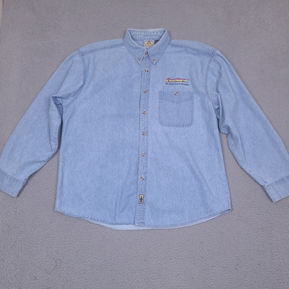 Vintage Blue Pointe Shirt Denim‎ Mens XL Grand Rapids The Right Place Program